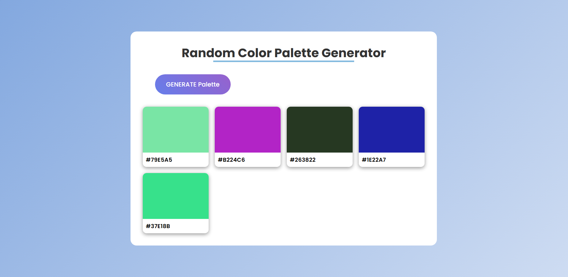 Random Color Palette Generator Homepage